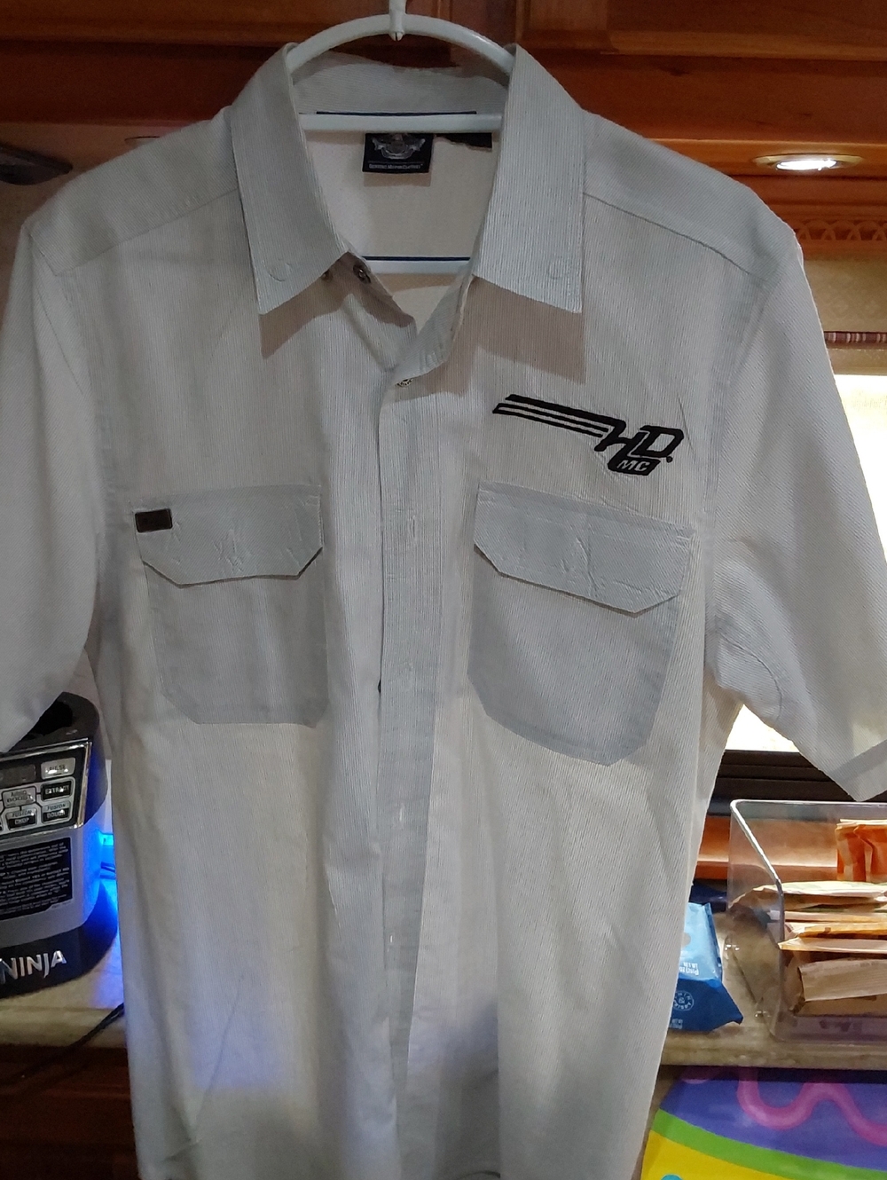 Harley-Davidson White Short Sleeve Work Shirt with Black Logo